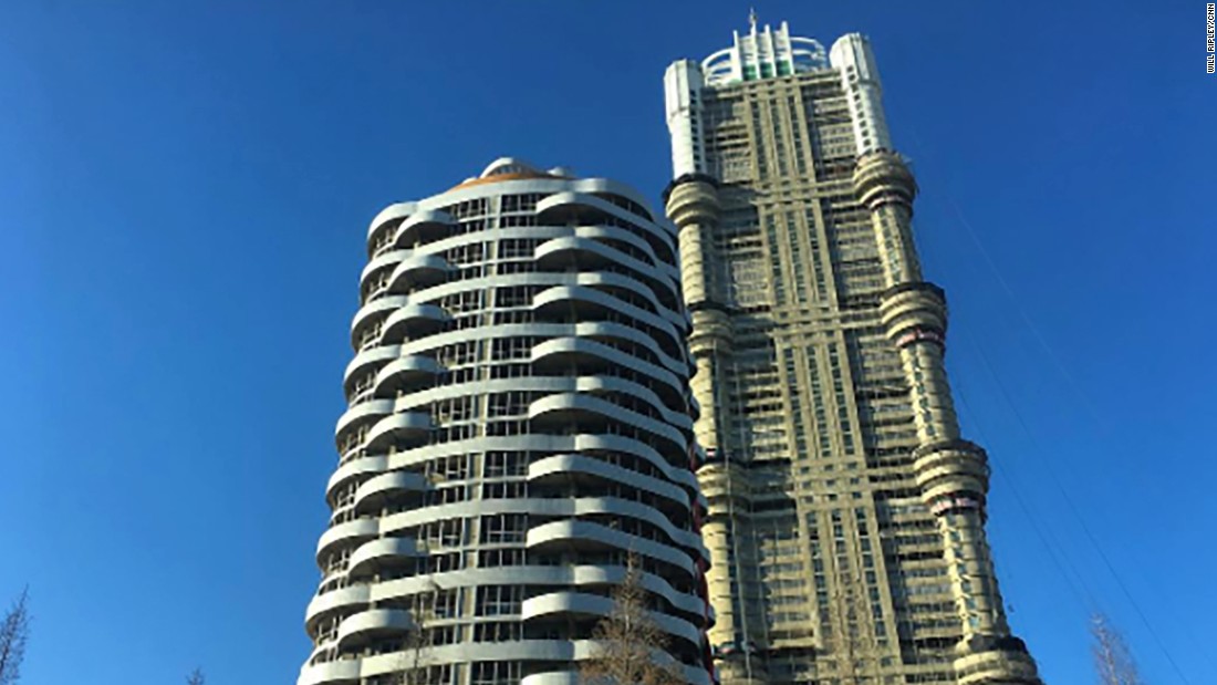 A 70-story apartment building undergoes construction on February 17.