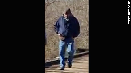 Indiana State Police released this photo of a man who was on the Delphi Historic Trails on February 13, 2017, around the time the teens went missing. 