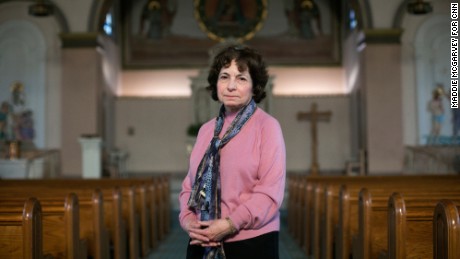 Gail Francioli stands in the Holy Rosary Church in Cleveland after mass on Sunday, February 19. She struggled with her vote but wanted a president who would appoint conservatives to the Supreme Court.