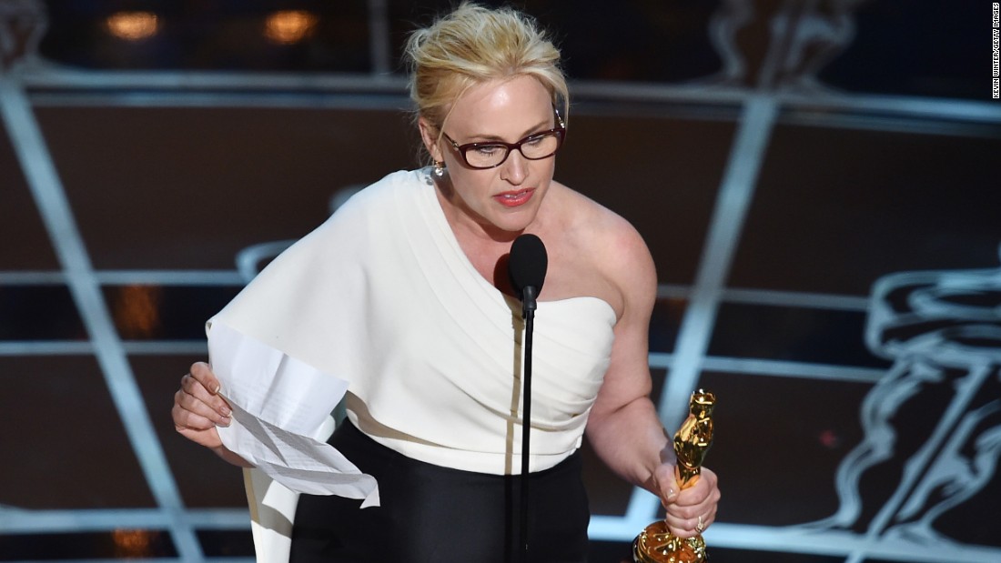 &quot;...To every woman who gave birth. To every taxpayer and citizen of this nation, we have fought for everybody else's equal rights. It's our time to have wage equality once and for all and equal rights for women in the United States of America.&quot; -- Patricia Arquette, accepting the best supporting actress award for her role in &quot;Boyhood&quot; at the 87th Academy Awards on February 22, 2015 at Dolby Theater 