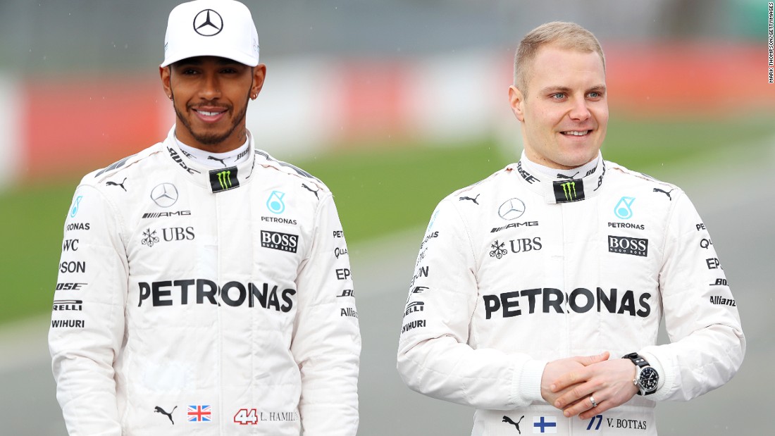 Hamilton is joined by Bottas -- the Finn replaces reigning world champion Nico Rosberg, who retired a few days after clinching the 2016 title at the season-ending Abu Dhabi Grand Prix. 
