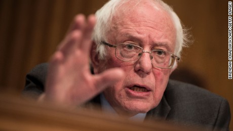 Senator Bernard Sanders asks questions to Betsy DeVos during her confirmation hearing for Secretary of Education before the Senate Health, Education, Labor, and Pensions Committee on Capitol Hill January 17, 2017 in Washington, DC. 