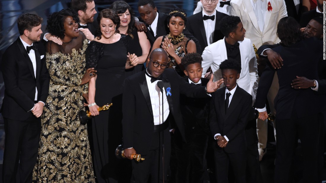 &quot;Moonlight&quot; director Barry Jenkins accepts the best picture award.