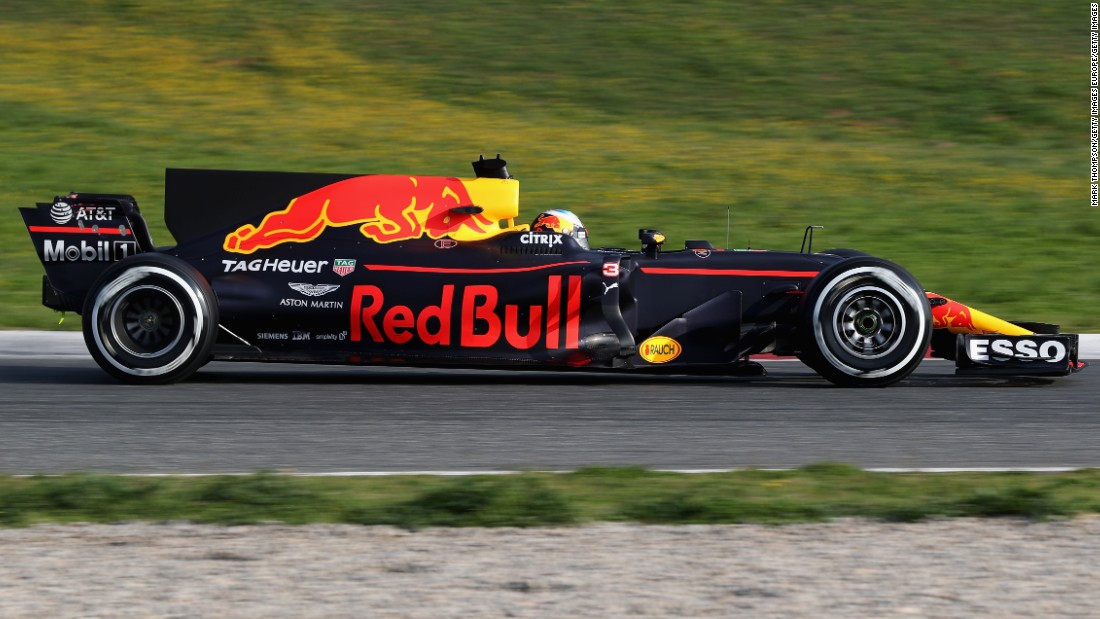 Red Bull is expected to be one of Mercedes&#39; closest rivals this season. Here Daniel Ricciardo drives the new RB13 at winter testing.