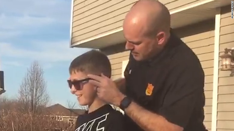 Boy cries as he sees color for the first time