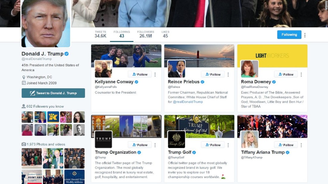 Who Does President Trump Follow On Twitter Cnnpolitics 2801