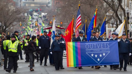 The group OutVets marched in the South Boston St. Patrick&#39;s Day parade in 2015.