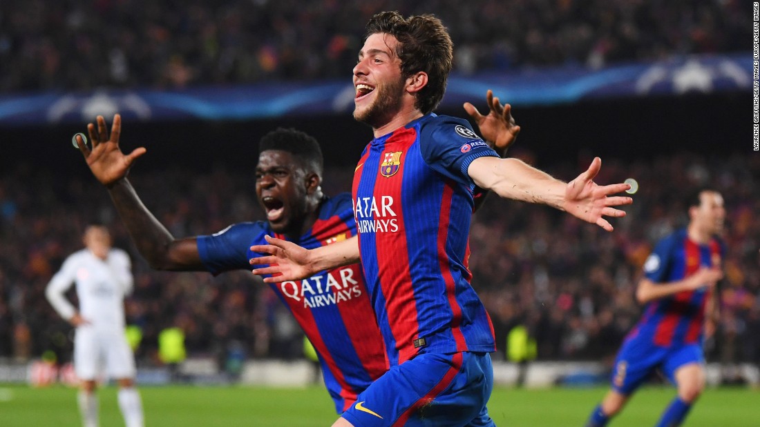 Barcelona had the PSG players staggering back onto the ropes and, with more or less the final kick of the game, Sergi Roberto scored the goal that would &lt;a href=&quot;http://edition.cnn.com/2017/03/08/football/barcelona-psg-reactions/&quot;&gt;reverberate around the world.  &lt;/a&gt;