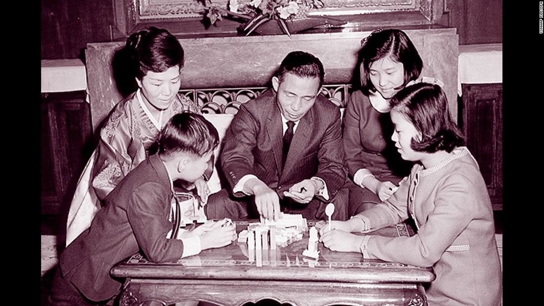 In this undated photo, Park is seen at back right with her late father, former South Korean President Park Chung-hee; her mother, Yook Young-soo; her sister, Park Geun-young; and her brother, Park Ji-man. Her father seized power in a military coup in 1961. He rewrote the constitution to cement his grip on power and brutally cracked down on dissent and opposition, leading many to call him a dictator.