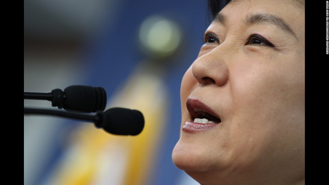 Park speaks to the media in December 2012 after becoming president-elect.