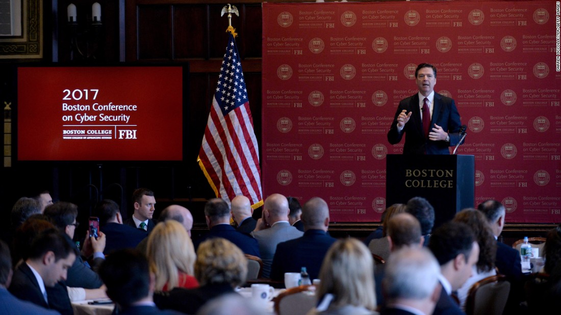 FBI Director James Comey speaks at a cybersecurity conference in Boston on Wednesday, March 8. Comey warned that Americans &lt;a href=&quot;http://www.cnn.com/2017/03/08/politics/james-comey-privacy-cybersecurity&quot; target=&quot;_blank&quot;&gt;should not have expectations of &quot;absolute privacy.&quot;&lt;/a&gt; But he added that Americans &quot;have a reasonable expectation of privacy in our homes, in our cars, in our devices. It is a vital part of being an American. The government cannot invade our privacy without good reason, reviewable in court.&quot;