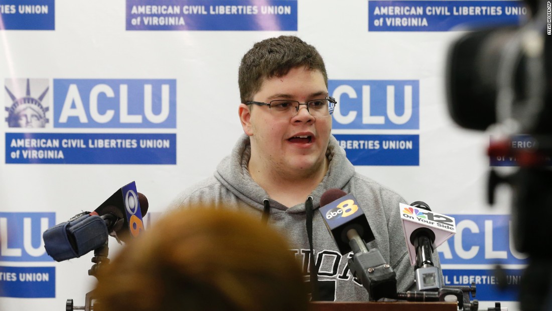 Transgender teen Gavin Grimm speaks during a news conference in Richmond, Virginia, on Monday, March 6. Grimm is barred from using the boys&#39; bathroom at his high school in Virginia. The Supreme Court &lt;a href=&quot;http://www.cnn.com/2017/03/06/politics/gavin-grimm-transgender-case-supreme-court/&quot; target=&quot;_blank&quot;&gt;sent his case back to a lower court &lt;/a&gt;on Monday, handing him a temporary setback.