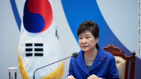 SEOUL, SOUTH KOREA - DECEMBER 09:  In this handout photo released by the South Korean Presidential Blue House, South Korea&#39;s President Park Geun-Hye attends the emergency cabinet meeting at the presidential office on December 9, 2016 in Seoul, South Korea. The South Korean National Assembly voted for an impeachment motion at its plenary session, which will set up the rare impeachment trial for President Park over the accusation of corruption involving Park and her long time confidante.  (Photo by South Korean Presidential Blue House via Getty Images)