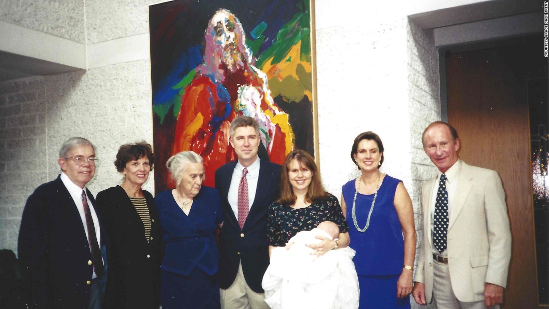Neil and Marie Louise Gorsuch pose with family members at their daughter&#39;s baptism in 2000. 