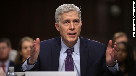 Judge Neil Gorsuch testifies during the second day of his Supreme Court confirmation hearing before the Senate Judiciary Committee in the Hart Senate Office Building on Capitol Hill March 20, 2017 in Washington, DC. 