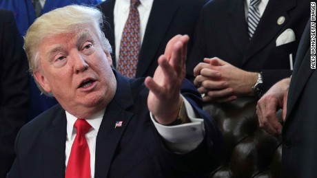 WASHINGTON, DC - MARCH 21:  U.S. President Donald Trump speaks during a bill signing ceremony in the Oval Office of the White House March 21, 2017 in Washington, DC. President Trump has signed S.442 - National Aeronautics and Space Administration Transition Authorization Act of 2017 into law.  (Photo by Alex Wong/Getty Images)