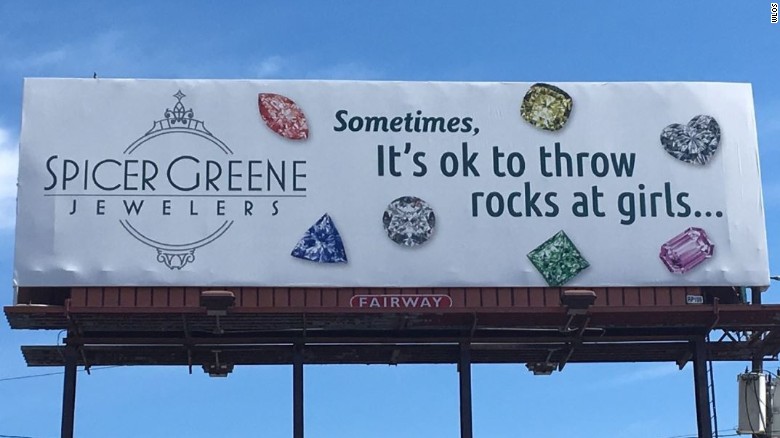 Jewelry store puts up a billboard that says 'It's OK to throw rocks at ...