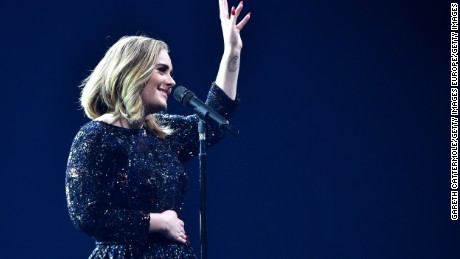 LONDON, ENGLAND - MARCH 15:  Singer Adele performs on stage at The O2 Arena on March 15, 2016 in London, England.  (Photo by Gareth Cattermole/Getty Images)