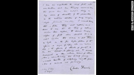 A handwritten manuscript of Darwin&#39;s &quot;On the Origin of Species&quot; is due to be sold Thursday at auction.
