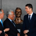 ronaldo reacts as President and prime minister unveil bust madeira airport 
