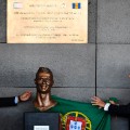 President and prime minister unveil the ronaldo bust madeira airport 