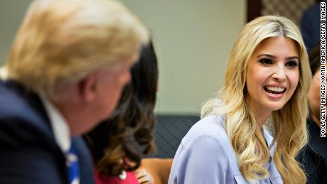 WASHINGTON, DC - MARCH 27:  Ivanka Trump, daughter of U.S. President Donald Trump, speaks as President Trump, left, listens during a meeting with women small business owners in the Roosevelt Room of the White House on March 27, 2017 in Washington, D.C.  Investors on Monday further unwound trades initiated in November resting on the idea that the election of Trump and a Republican Congress meant smooth passage of an agenda that featured business-friendly tax cuts and regulatory changes. (Photo by  Andrew Harrer-Pool/Getty Images)