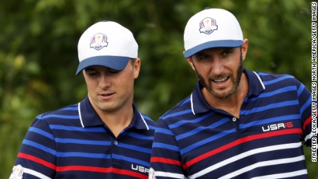 Jordan Spieth and Dustin Johnson were teammates as the US won the 2016 Ryder Cup.