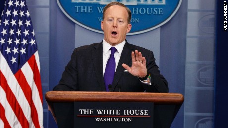 White House press secretary Sean Spicer speaks during the daily press briefing, Thursday, March 30, 2017, at the White House in Washington. 