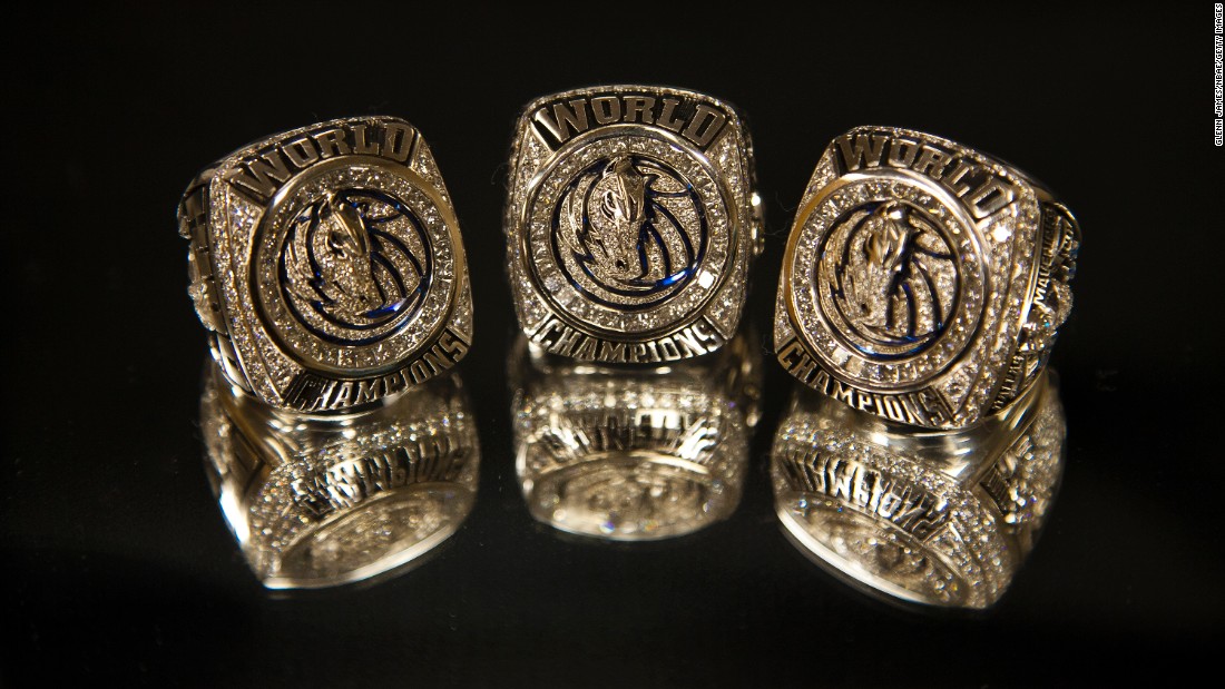 The Dallas Mavericks won all the marbles in 2011. Here are three of their championship rings from that year. 