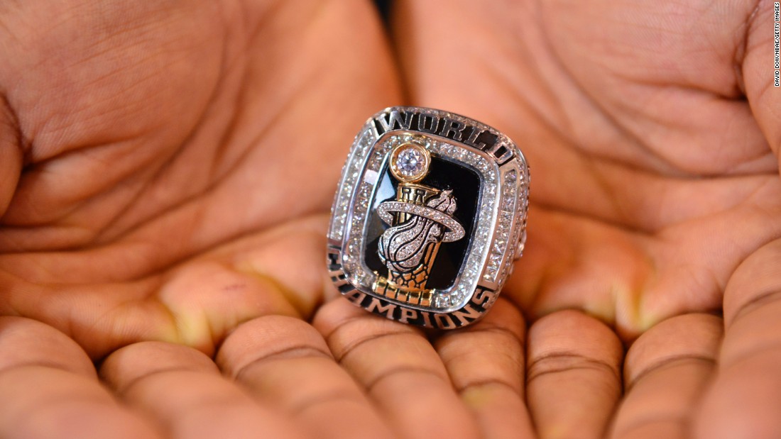 Norris Cole shows off the championship ring he won with the Miami Heat in 2014.