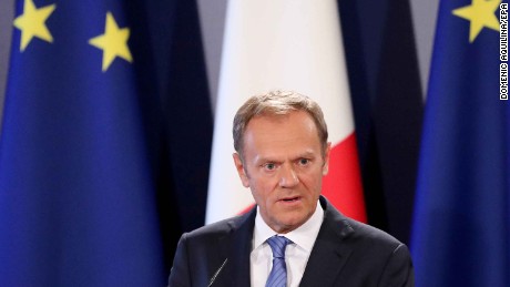 Donald Tusk, President of the European Council, speaks in Valletta, Malta.