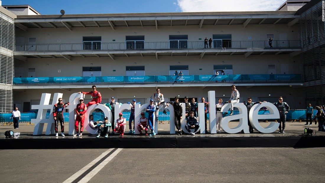 The Formula E drivers pose at the Autodromo Hermanos Rodriguez before the Mexico City ePrix. &lt;br /&gt;&lt;br /&gt;&quot;Formula E has a great momentum right now and I am sure it has a great future ahead,&quot; di Grassi says.&lt;br /&gt;