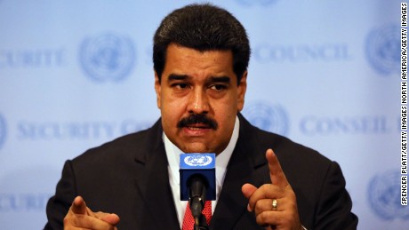 NEW YORK, NY - JULY 28:  Venezuelan President Nicolas Maduro speaks to the media following a meeting with UN chief Ban Ki-moon at the United Nations (UN) headquarters in New York on July 28, 2015 in New York City. Maduro is in New York to speak with the UN about his country's escalating border dispute with Guyana.  (Photo by Spencer Platt/Getty Images)