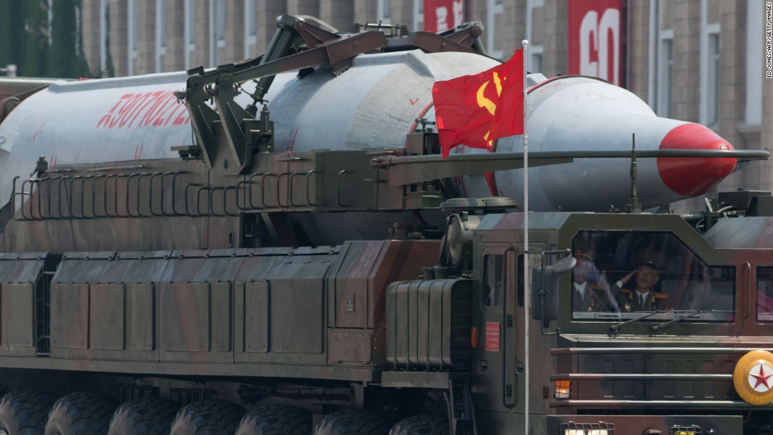 A North Korean Taepodong-class missile is displayed during a military parade past Kim Il Sung square marking the 60th anniversary of the Korean war armistice in Pyongyang on July 27, 2013.  