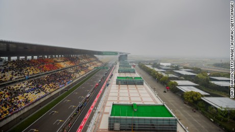 Low clouds hang over the Shanghai International Circuit.