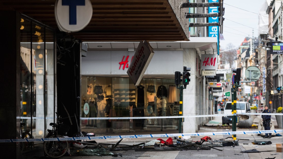 The scene of the attack in Stockholm. 