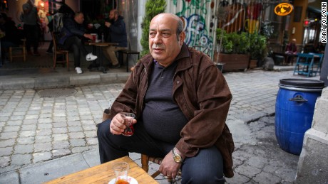 Former Peoples&#39; Democratic Party (HDP) MP Hasip Kaplan drinks tea at a cafe in Istanbul on Sunday, April 9, 2017.