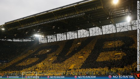 Dortmund&#39;s famed &#39;yellow wall&#39; -- Europe&#39;s largest free standing terrace which holds 25,000 fans -- was subdued in the first half as Dortmund struggled against Monaco