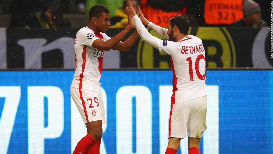 Eighteen-year-old striker Kylian Mbappe was Monaco&#39;s star man, becoming the youngest player to score two goals in the knockout stages of the Champions League. 