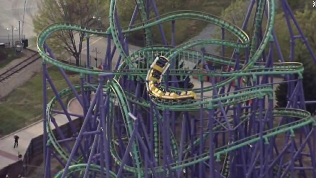 24 Riders Stuck On Six Flags Roller Coaster - CNN Video