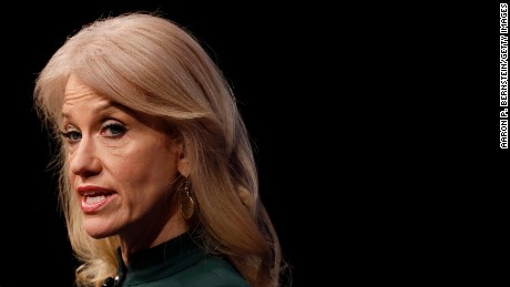 WASHINGTON, DC - APRIL 12: Kellyanne Conway, Counselor to the President, speaks at the Newseum during their &quot;The President and The Press, The First Amendment in the First 100 Days&quot; event April 12, 2017 in Washington, DC. Conway, formerly President Trump&#39;s campaign manager, is one of the administration&#39;s main surrogates appearing often on television. (Photo by Aaron P. Bernstein/Getty Images)