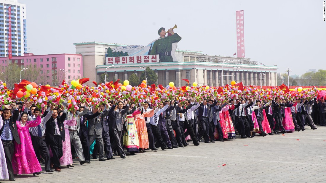 North Koreans celebrate the birthday of Kim Il Sung. He would have been 105.