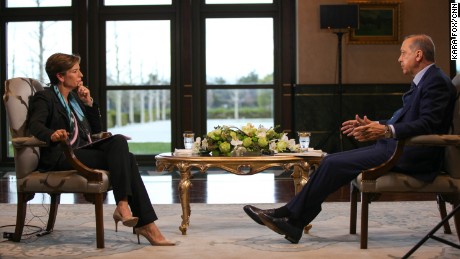 CNN&#39;s Becky Anderson interviewed Erdogan in Ankara on Tuesday.