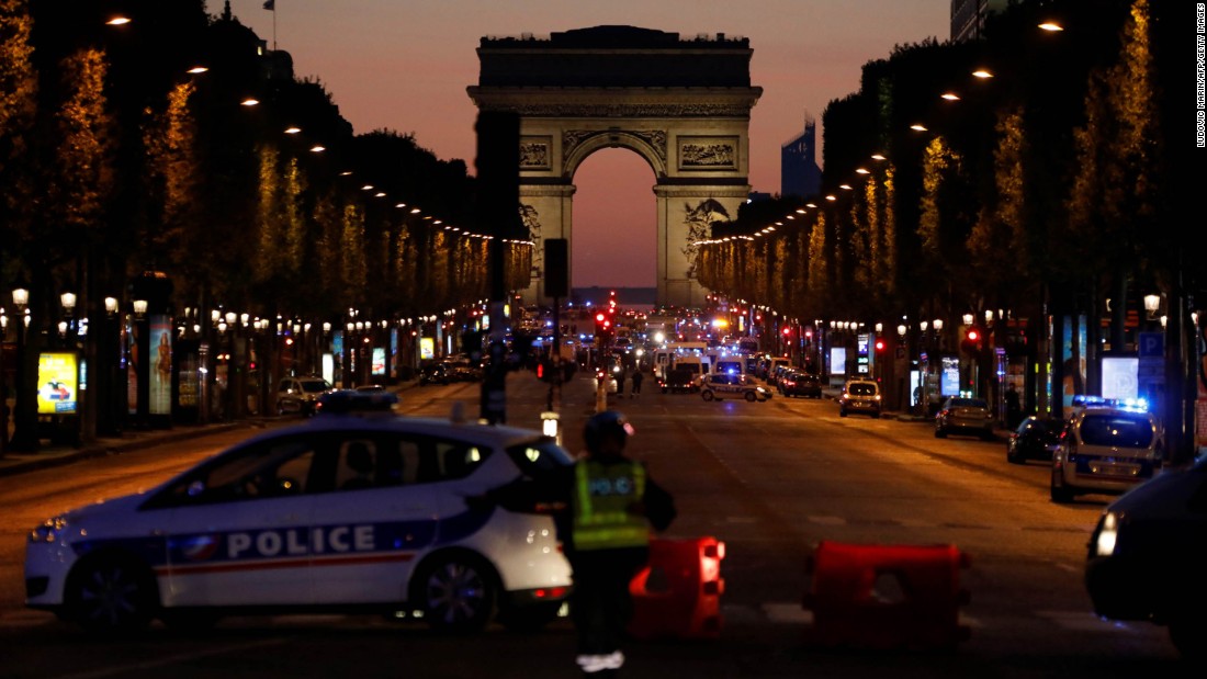 Police officers block access to the Champs-Elysées in Paris &lt;a href=&quot;http://www.cnn.com/2017/04/20/europe/champs-elyses-in-paris-closed/index.html&quot;&gt;after a shooting&lt;/a&gt; on Thursday, April 20. One police officer and an attacker were killed, according to CNN affiliate BFMTV and the French Interior Ministry.