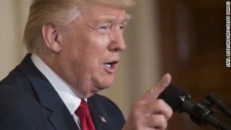 US President Donald Trump speaks alongside Italian Prime Minister Paolo Gentiloni (L) during a press conference in the East Room at the White House in Washington, DC, April 20, 2017. / AFP PHOTO / SAUL LOEB        (Photo credit should read SAUL LOEB/AFP/Getty Images)