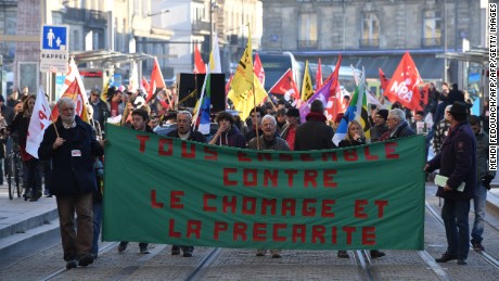 A demonstration against unemployment in Bordeaux.