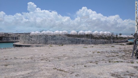 Tents set up for the Fyre Festival.