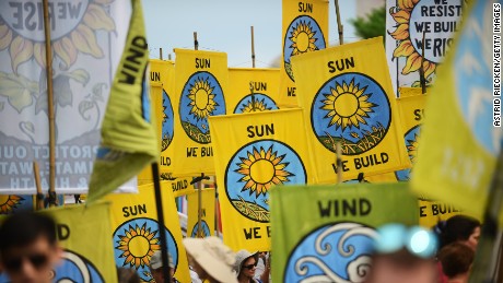 WASHINGTON, DC - APRIL 29:  People gather near the U.S. Capitol for the People&#39;s Climate Movement before marching to the White House to protest President Donald Trump&#39;s enviromental policies April 29, 2017 in Washington, DC. Demonstrators across the country are gathering to demand  a clean energy economy. (Photo by Astrid Riecken/Getty Images)