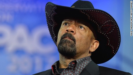 Milwaukee County Sheriff David A. Clarke, Jr. listens to remarks during the Conservative Political Action Conference (CPAC) at National Harbor, Maryland, February 23, 2017.
Politicians, pundits, journalists and celebrities gather for the annual conservative event to hear speakers, network and plan agendas for the new President Trump administration.    / AFP / Mike Theiler        (Photo credit should read MIKE THEILER/AFP/Getty Images)