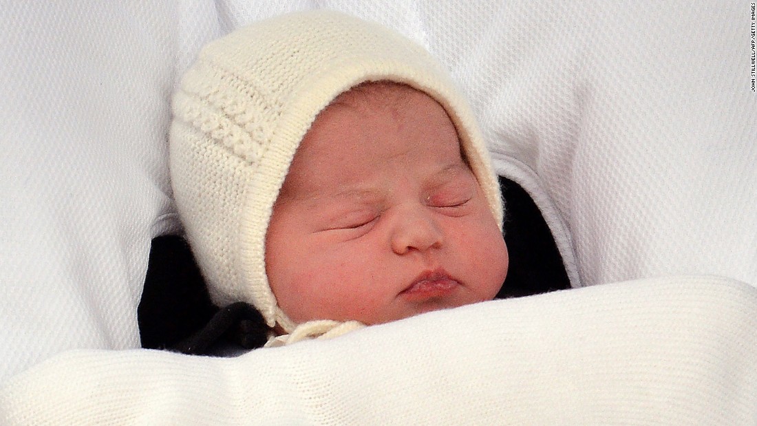 Charlotte sleeps in a car seat as the family leaves St. Mary&#39;s Hospital in London on May 2, 2015. The &lt;a href=&quot;http://www.cnn.com/2015/05/02/europe/uk-royal-baby-duchess-of-cambridge-hospitalized/&quot; target=&quot;_blank&quot;&gt;newborn princess&lt;/a&gt; weighed 8 pounds, 3 ounces.